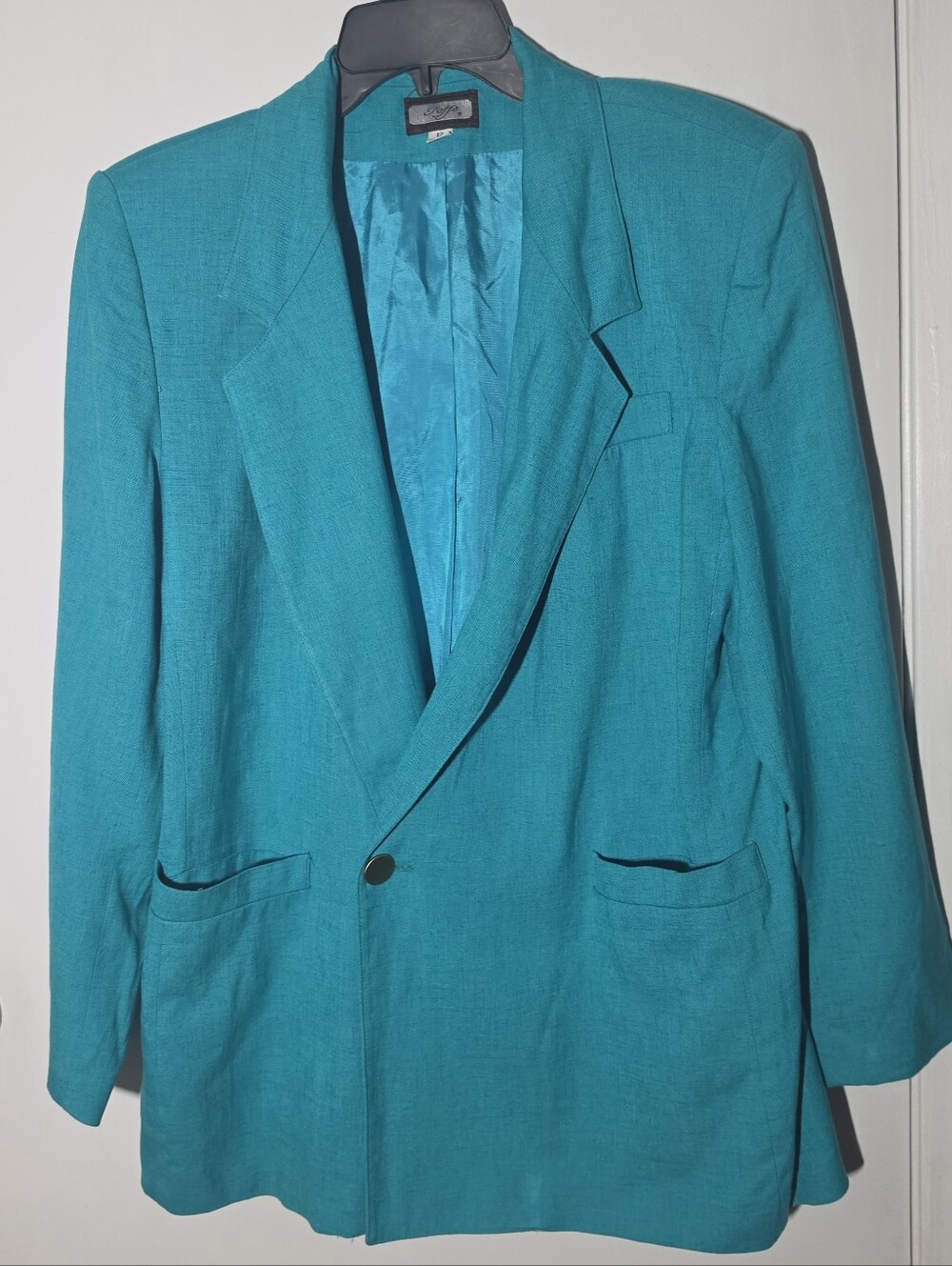 Women's Teal Single-Button Tailored Blazer